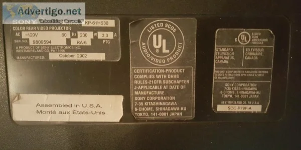 Free 63&quot SONY Projection Television