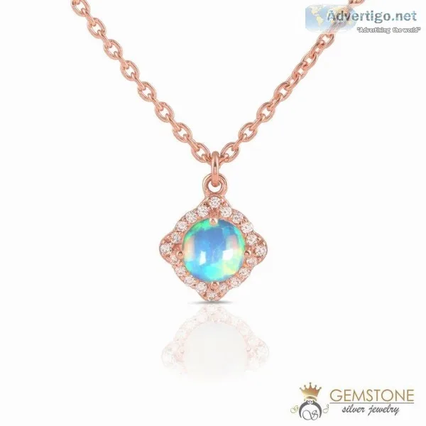 14K ROSE GOLD VERMEIL OPAL NECKLACE-LIFE