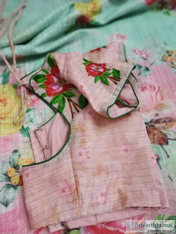 Beautiful floral linen silk sarees with awesome blouse