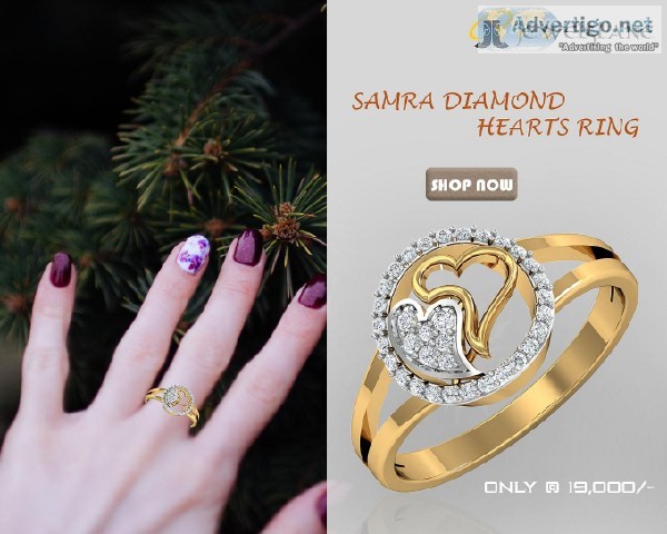 Samra Diamond Hearts Gold Ring