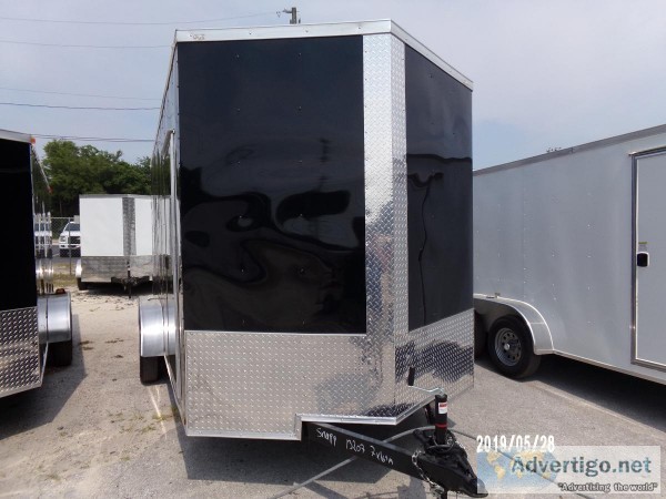 7 x 16 Midnight Black Enclosed Cargo Trailer WV-noseExtra Height