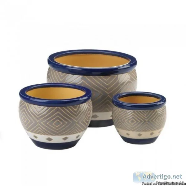 Summerfield Terrance Cobalt Planter Trio