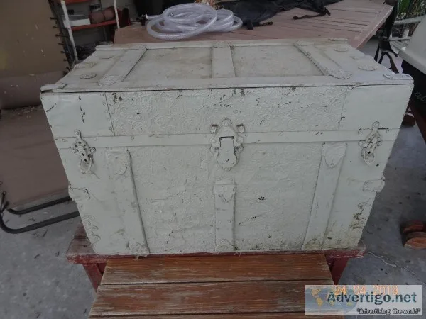 Old Wooden Trunk with Metal Exterior