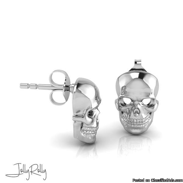 Spooky Skull Silver Earrings and Studs by JollyRolly