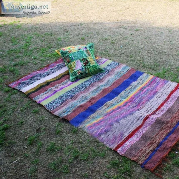 Buy Handmade Brown Bohemian Chindi Rug  Bitablu.com