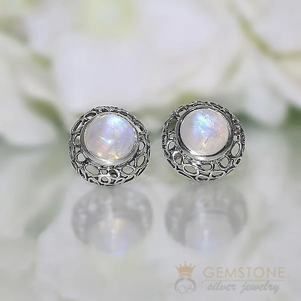 Moonstone studs- Vintage Aura - GSJ