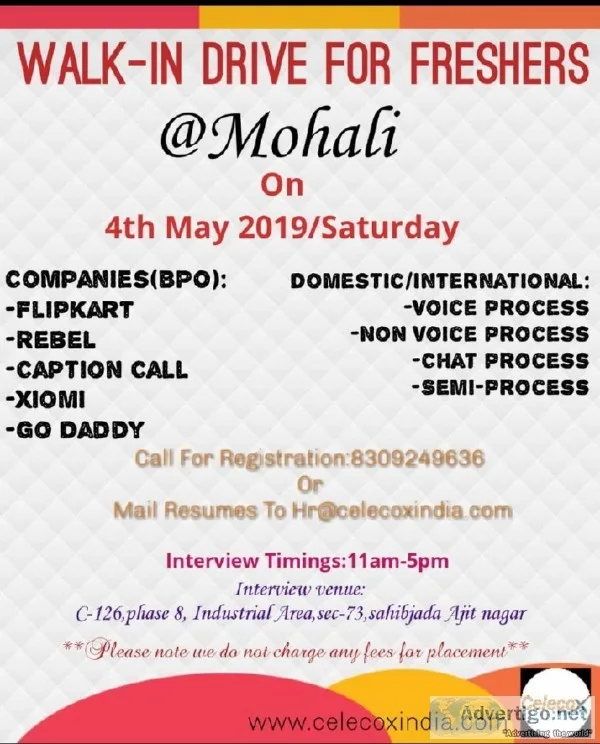 MEGA DRIVE FOR FRESHERS MOHALI_4TH APRIL_SATURDAY