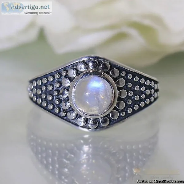 Moonstone Ring Tribal Shield-GSJ