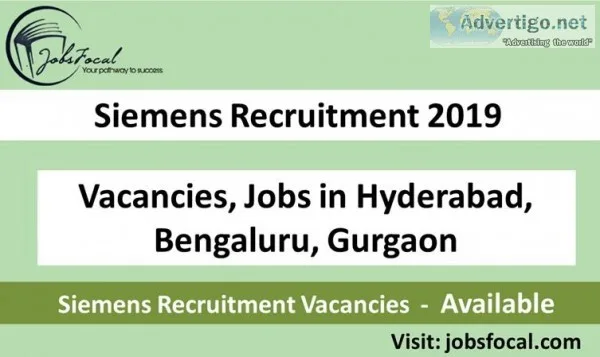 Siemens Recruitment 2019 Vacancies Jobs in Hyderabad Bengaluru G