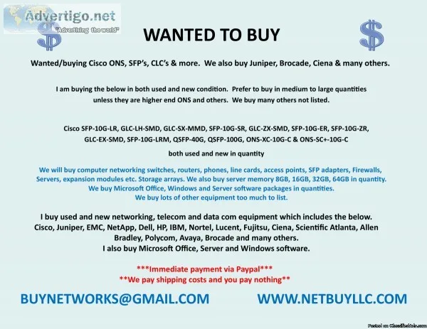 -  WANTED - WE ARE BUYING &gt WE BUY USED AND NEW COMPUTER SERVE