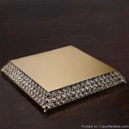 15&quot Bejeweled Gold Flat Crystal Beaded Stainless Steel Chand