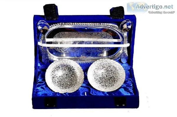 Nutristar Pure Brass Silver Plated Bowl Set of 2 Pieces