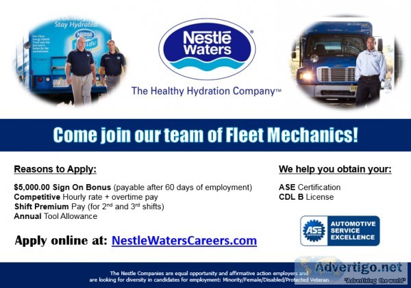 Diesel FleetTruck Mechanic - 5000 sign on bonus