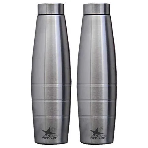Stainless Steel Water Bottle (Silver) Set of 2