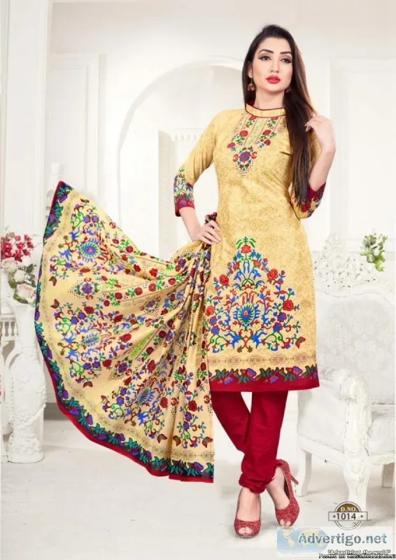 Printed Cotton Dress Material Catalog at Wholesale price from Su