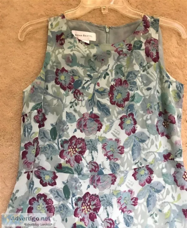 Susan Bristol Sleeveless Sheer Floral Dress Women s Size 4 Pre-O