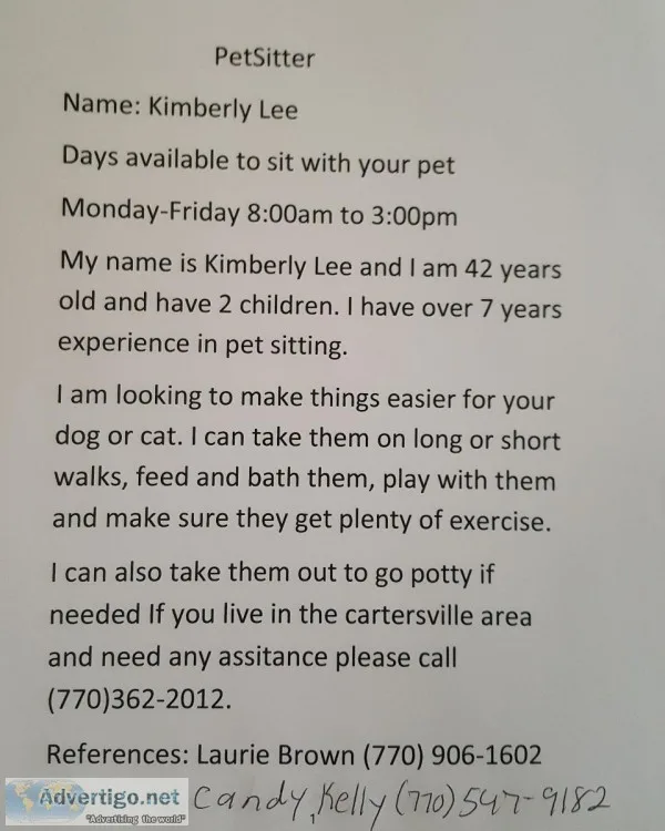 Pet sitting job