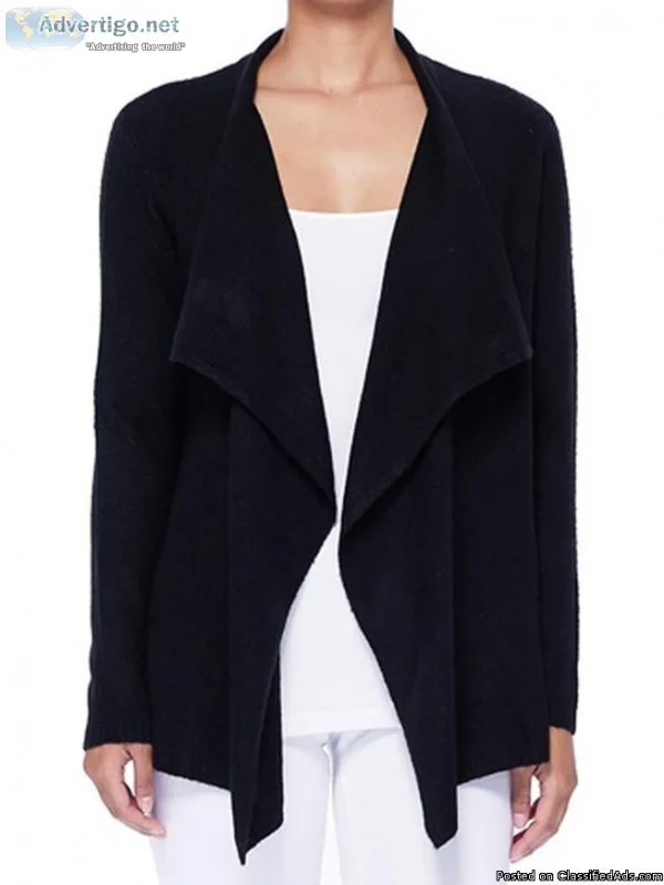 Yemak Sweater  Women s Open Front Long Sleeve Draped Stylish Car