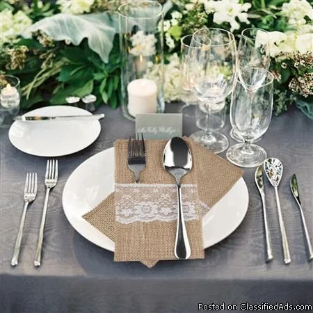 4&quotx 8&quot Natural Burlap Silverware NapkinCutlery Holders P
