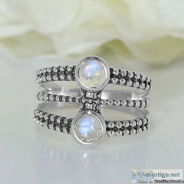 Moonstone Ring Twining Signets-GSJ