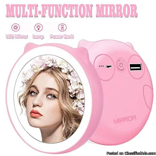 5200Mah Capacity Mirror Lamp Power Bank (Pink)