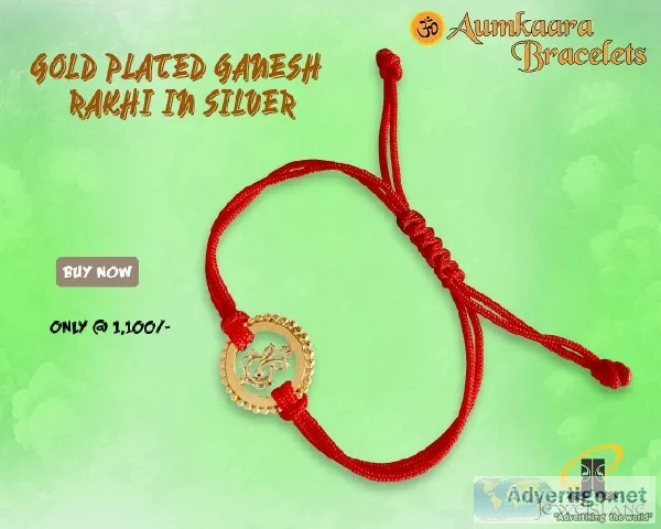 GOLD PLATED GANESH RAKHI IN SILVER