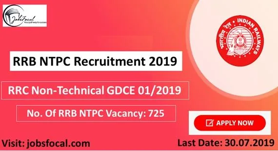 RRB NTPC Recruitment 2019 &ndash 2020 (725) RRC Non-Technical GD