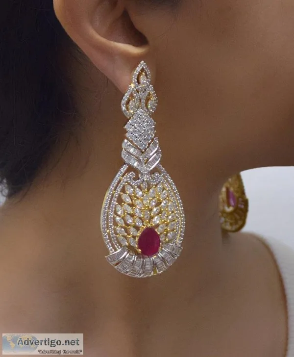 Buy Gold Plated American Diamond Earrings at Best Price