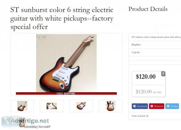 ST sunburst color 6 string electric guitar with white pickups--f