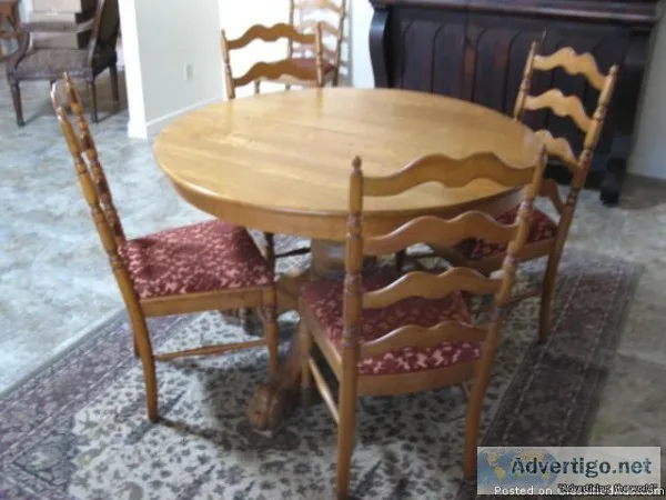Original oak pedestal table and chairs
