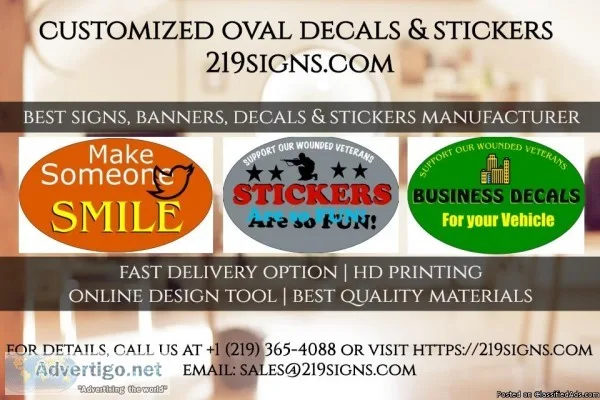 Customized Oval Decals and Stickers  219signs.com