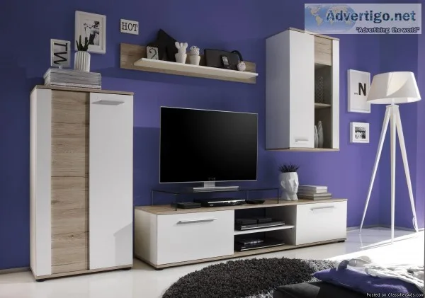 NEW Modern light wood  Entertainment center tv stand glass cabin