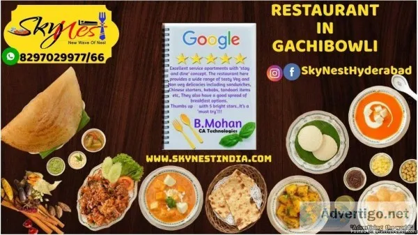 Restaurant in Gachibowli  South Indian Restaurant