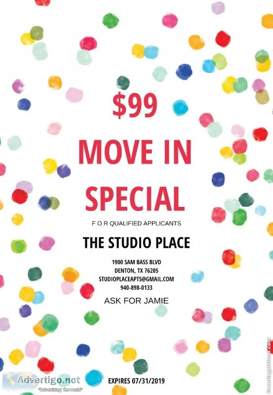 99 Move In (First Month Rent)