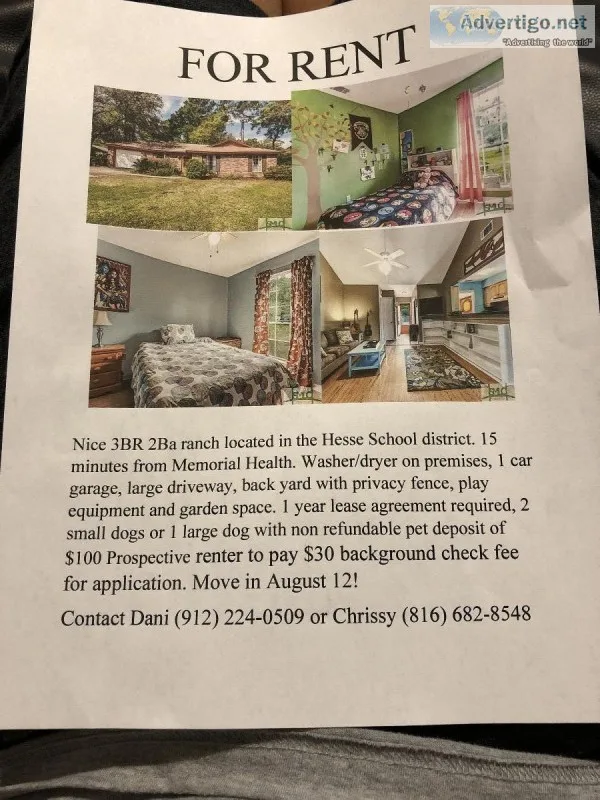 Nice 3BR 2 BA Home for Rent