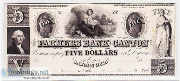 VERY RARE 1800s Proof 5.00 Obsolete Note