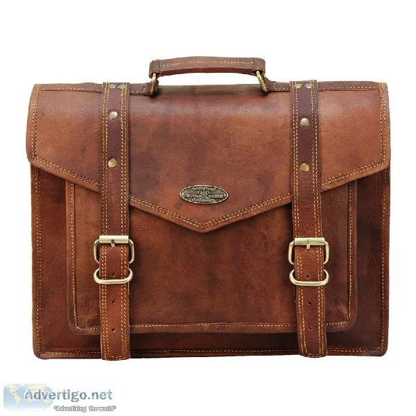 The V Leather Laptop Messenger Bag