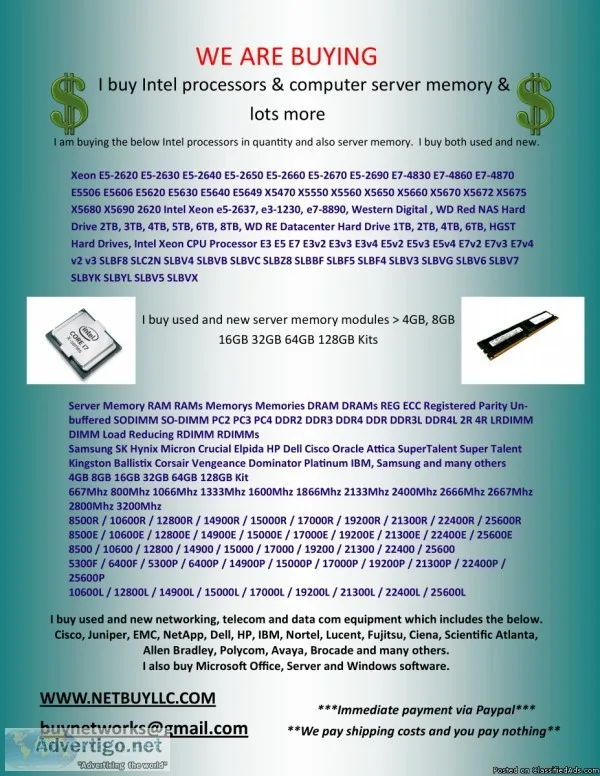 We are looking for buy &gt We BUY from all over the USA Canada a