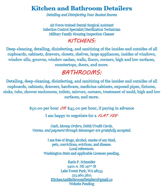 I Detail and Deep-Clean Kitchens and Bathrooms