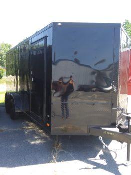 Black 7x16 Covered Wagon Cargo Trailer