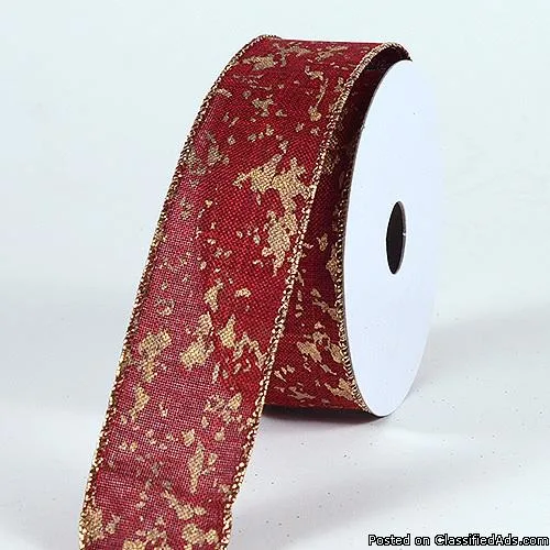 Christmas Ribbon Red Canvas with Gold Splatter ( 1-12 Inch x 10 