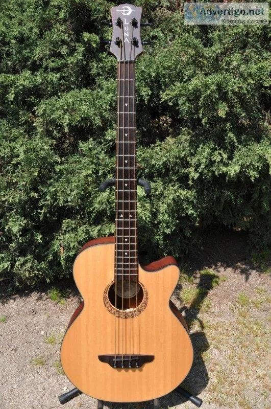 Luna LAB30 Tribal Acoustic Electric Bass Guitar