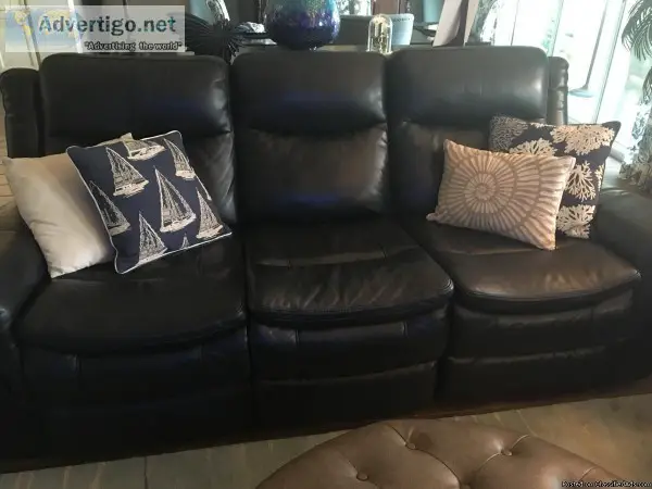 Like new navy leather sofa and love seat