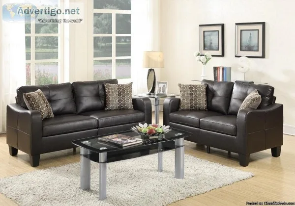 Modern 2 pc Sofa and Loveseat Couch Set Tufting Back Pillows Esp