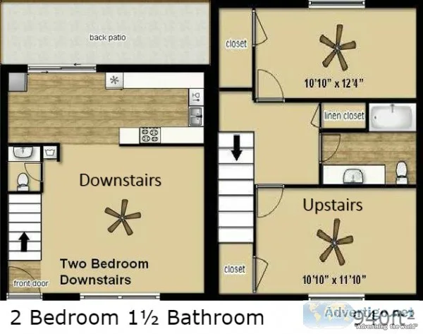 2 Bedroom 1&frac12 Bath Townhome