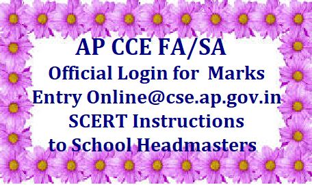 Official login for AP CCE FASA Marks Entry Online cse.ap.gov.in 