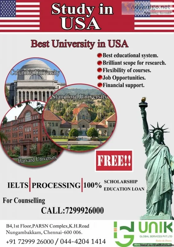 Study in USA  UNIK Global Services