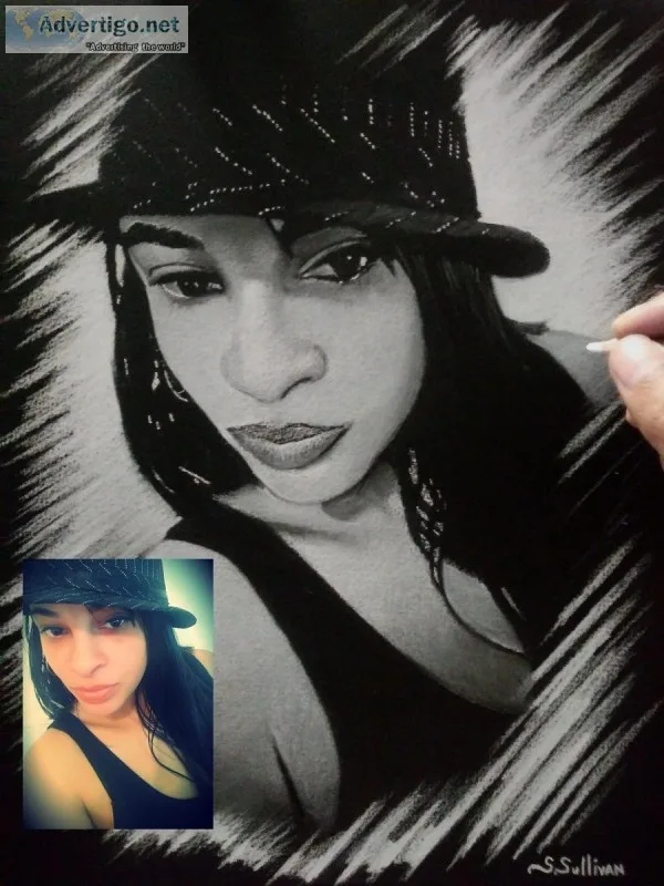Portraits drawn on black paper
