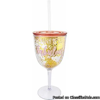 Party Sequin Drinking Cup with Straw At The Works