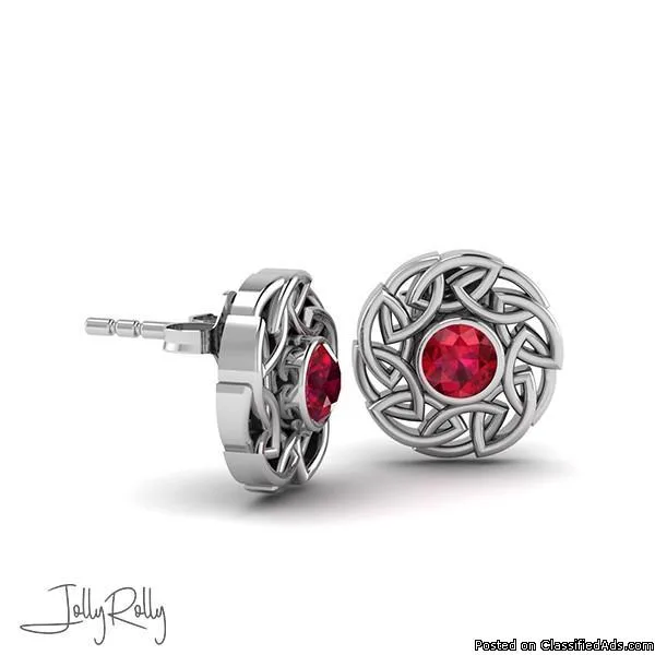 Whirling Garnet Silver Earrings and Studs by JollyRolly